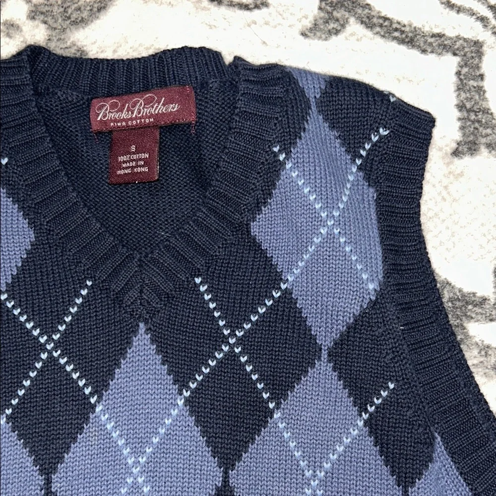 Brooks Brothers Boys‎ Argyle Sweater Vest Navy Blue Size Small